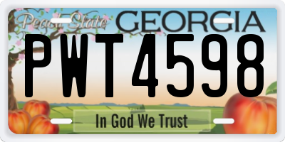GA license plate PWT4598