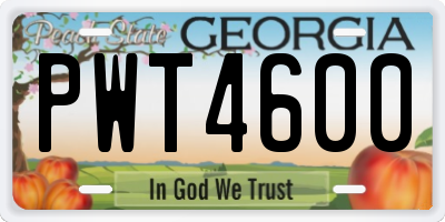 GA license plate PWT4600