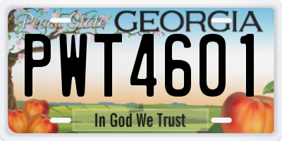 GA license plate PWT4601