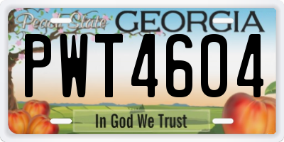 GA license plate PWT4604
