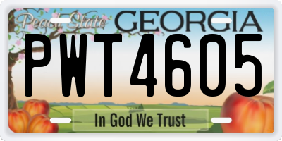 GA license plate PWT4605