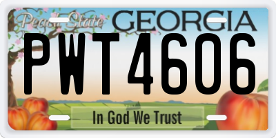 GA license plate PWT4606
