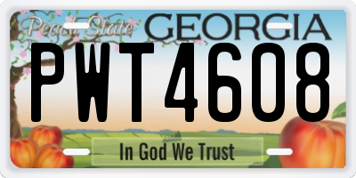 GA license plate PWT4608