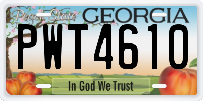 GA license plate PWT4610