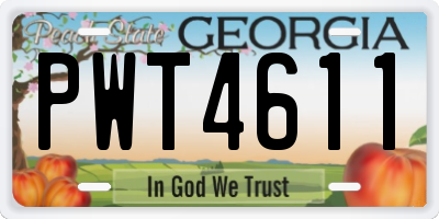 GA license plate PWT4611