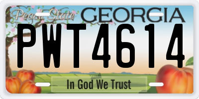 GA license plate PWT4614