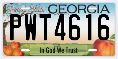 GA license plate PWT4616