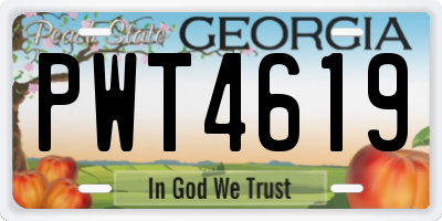 GA license plate PWT4619