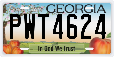 GA license plate PWT4624