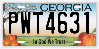 GA license plate PWT4631