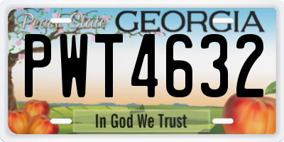 GA license plate PWT4632