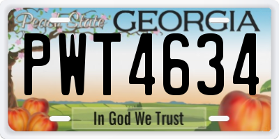 GA license plate PWT4634