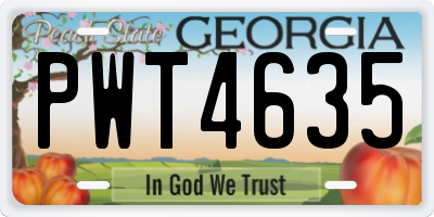 GA license plate PWT4635