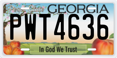 GA license plate PWT4636