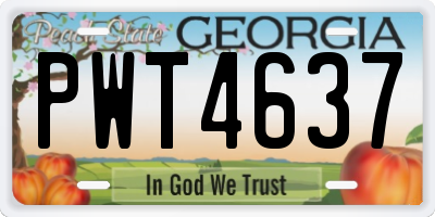 GA license plate PWT4637