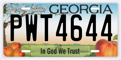 GA license plate PWT4644