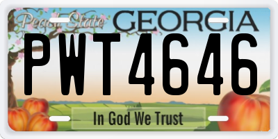 GA license plate PWT4646