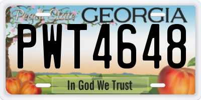 GA license plate PWT4648