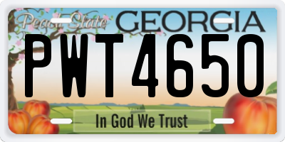 GA license plate PWT4650