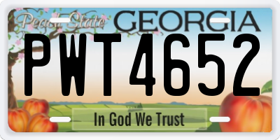 GA license plate PWT4652