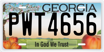GA license plate PWT4656