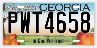 GA license plate PWT4658