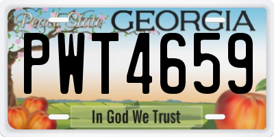 GA license plate PWT4659