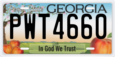 GA license plate PWT4660