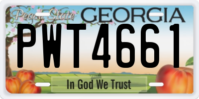 GA license plate PWT4661