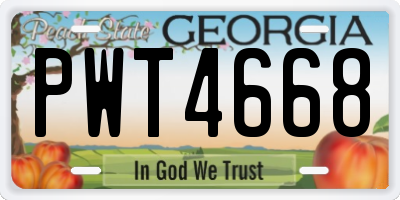 GA license plate PWT4668
