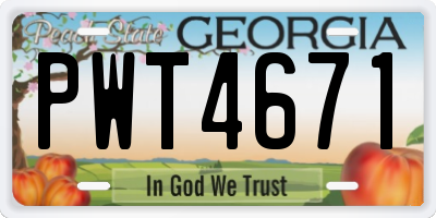 GA license plate PWT4671