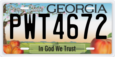 GA license plate PWT4672