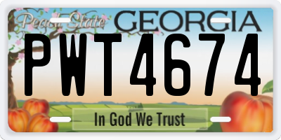 GA license plate PWT4674