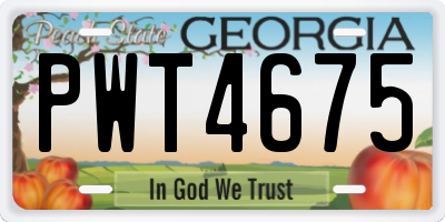 GA license plate PWT4675