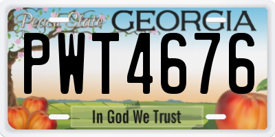 GA license plate PWT4676