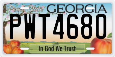 GA license plate PWT4680