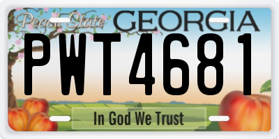 GA license plate PWT4681