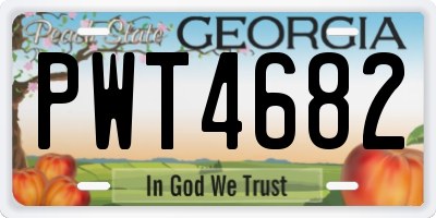 GA license plate PWT4682