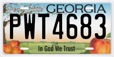 GA license plate PWT4683