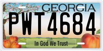 GA license plate PWT4684