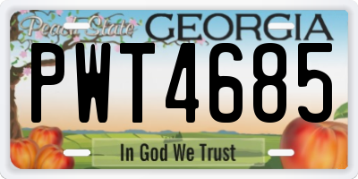 GA license plate PWT4685