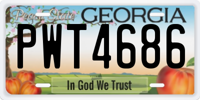 GA license plate PWT4686