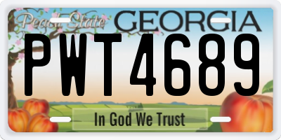 GA license plate PWT4689