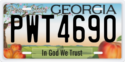 GA license plate PWT4690