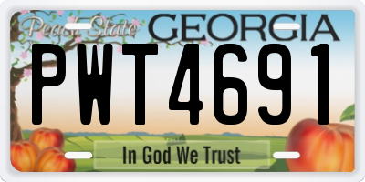 GA license plate PWT4691