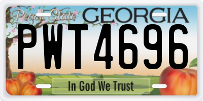 GA license plate PWT4696
