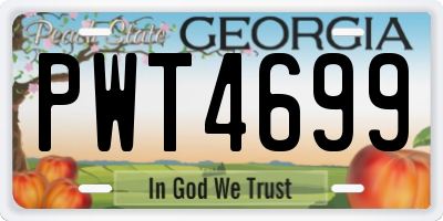 GA license plate PWT4699