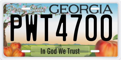 GA license plate PWT4700