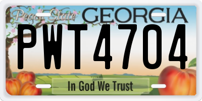 GA license plate PWT4704
