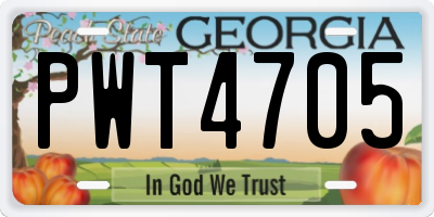 GA license plate PWT4705